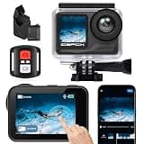 icefox i7 Action Camera 4K 60FPS 30MP with 2X 2150mAh Batteries, Underwater Camera with 5X Zoom, Waterproof, EIS, Powered by Snappro App, WiFi Remote Control, Support Video&Photo Editing