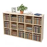 15 Cube Solid Wood Bookshelf, 3 Tier Solid Wood Cube Storage Organizer with Deepened Compartments Semi-Open Design & High Stability Book Storage Display Cabinet for Home Office Study Coffee Shop