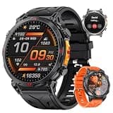 Siluck GPS Military Smart Watches for Men, 1.56" AMOLED Screen Bluetooth Call, Smartwatch for Android Phones and iPhone, 100+ Sport Modes, 3ATM Waterproof Smart Watch with Compass