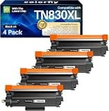 Compatible TN830XL Black Toner 4 Pack Replacement for Brother TN830XL TN-830 TN830 XL High Yield Toner Cartridge Use for HL-L2460DW DCP-L2640DW MFC-L2820DW MFC-L2900DW HL-L2480DW HL-L2400D HL-L2405W