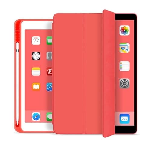 FGIONMRP Tri-Fold SlimTablet Case for iPad Air 4 10.9/Air 5 .9/Pro 11 2018 with Pencil Holder, Flip Stand Tablet with Soft TPU Back, Auto Wake/Sleep Cover(Vermelho)