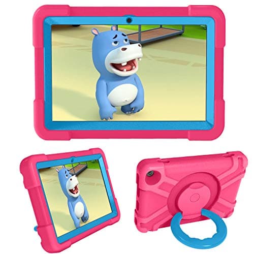 WTRFTJ Case for 2024 New Amazon Fire HD 8 & 8 Plus Tablet (12th Generation/10th Generation,2024/2022/2020 Release),Equipped with 360 Degree Rotating Bracket (Rose Red+Blue)