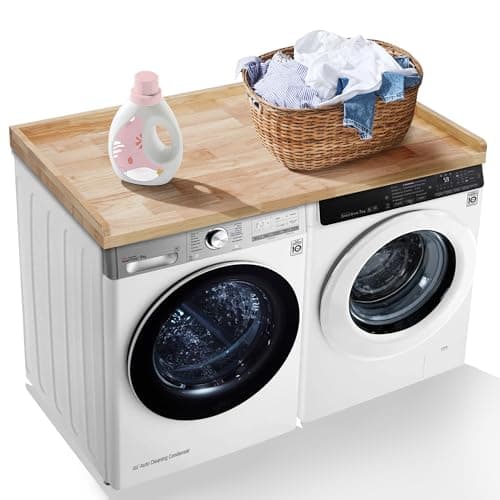 Murago Washer Dryer Countertop, 100% Natural Wood, Laundry Countertop Over Washer and Dryer, Laundry Machine Topper for Front Loaders, Fits All Major Brands, Anti Vibration Pads, 54” x 27.5" Black
