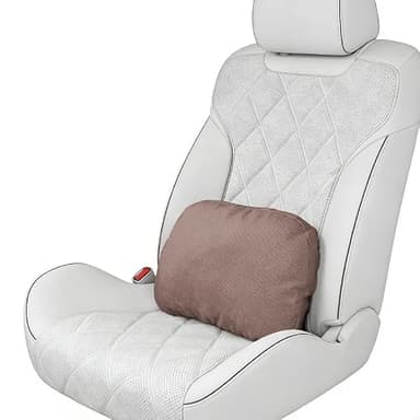 Lumbar Support Pillow for Car, 100% SUGENRO SORONA Filling, Resists deformation under prolonged pressure, Removable pillowcases for easy washing, Suitable for long-distance travel (Coffee brown)