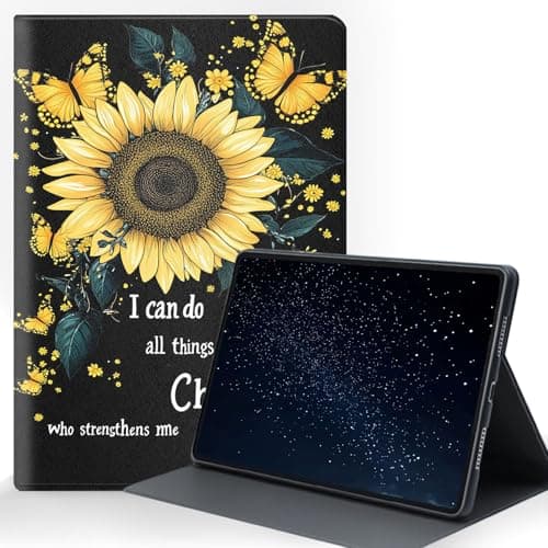 ZXYBNMLE Case for iPad Pro 11 inch (M4) 2024 Case (5th Gen), Protective Tablet Cover with Adjustable Stand and Magnetic Auto Wake/Sleep,Sunflower Butterflies