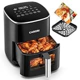 12 Preset Air Fryer 6Qt with Viewing Window, Large Capacity, 400℉ Max Crisp, 1700W Quick Even Easy Meals, Nonstick Dishwasher Safe Basket, Bake Roast Dehydrate Reheat, Black