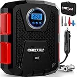 FORTEM Tire Inflator Portable Air Compressor, Air Pump for Car Tires and Bikes, Car Tire Pump w/Auto Shut Off, 150 PSI, 12V DC, LED Light, Carrying Case, for Men, Women