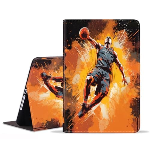 FVAENDHIO Case for Samsung Galaxy Tab S10 Plus 2024/ S9 Plus/ S9 FE Plus 5G 12.4 Inch 2023, Adjustable Stand Auto Wake/Sleep Smart Leather Cover, Watercolor Basketball Player