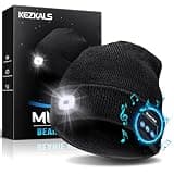 KEZKALS Gifts for Men LED Bluetooth Beanie Hat Camping Hiking Accessories, Gifts for Men Who Want Nothing, Cool Gadgets Anniversary Birthday Gift for Dad Husband Him Boyfriend, Cool Gadgets Black