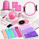Pilates Kit for Women 20-in-1, Pilates Equipment Set with 14.5"Pilates Ring, Resistance Bands, Pilates Ball, Ankle Weights, Exercise Sliders, Grip Socks & Knee Pads For Yoga, Complete Home Workout Set