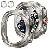 Tensea [2Pack for Samsung Galaxy Watch Ultra 2025/Galaxy Watch 7 Ultra 2024 Screen Protector Case 47mm Accessories, Protective Face Cover for 47 mm, Hard Bumper Built-in Tempered Glass Film Women Men