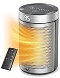 DREO Space Heater, Portable Electric Heaters for Indoor Use with Thermostat, 1-12H Timer, Eco and Fan Mode, 1500W PTC Ceramic Safety Heat for Office Bedroom Home, With Remote, Silver