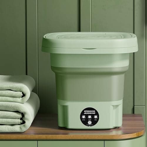 8L Portable Washing Machine with Spin Dryer, 2-in-1 Foldable Mini Machine & Touchscreen One-Button Operation Small Washing Machine for Baby Clothes, Underwear, Camping, Dorm, Apartments,Mint green