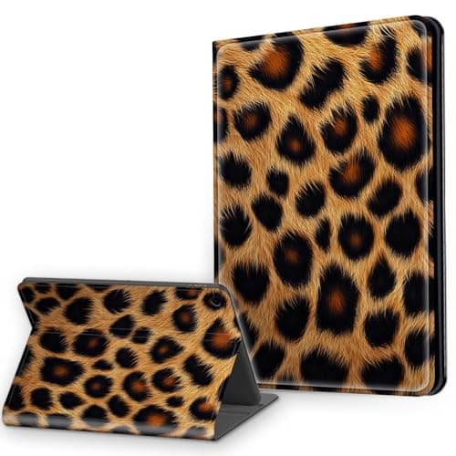 Gmeyutqy for Samsung Galaxy Tab A9 Case 8.7-Inch 2023 (SM-X110 SM-X115 SM-X117), Multi-Angle Viewing Leather Smart Stand Back Cover with Auto Sleep Wake, Leopard