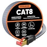 Snowkids Cat 8 Ethernet Cable 15 FT, High Speed [Ethernet Internet LAN Network] Braided Cord, 40Gbps 2000Mhz Supports Cat7 Cat6 Cat5e Cat5, Flat Heavy Duty Patch Cord RJ45 Connector for Gaming, Router