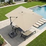PURPLE LEAF 9' X 11.5' Patio Cantilever Umbrella with Base Outdoor Rectangle Aluminum Offset Umbrella with 360-degree Rotation for Garden Deck Pool, Beige