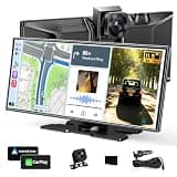 11.5" Largest Wireless Carplay Screen for Car, Portable Apple Carplay & Android Auto Touch Screen, 4K Dash Cam/App Control/1080p Backup Camera/Mirror Link/Voice Control/GPS/Bluetooth,for All Vehicles