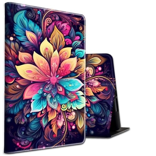 Case for Kindle Fire HD 10 Tablet Case (9th/7th/5th Generation, 2019/2017/2015 Release) 10.1" PU Leather Shockproof Stand Protective Cover with Auto Sleep/Wake,Colorful Flowers