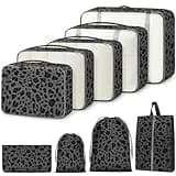 Woobolsalike 9 Set Packing Cubes for Travel Essentials - Lightweight Carry-On Luggage Organizer Bags with Shoe, Clothes & Laundry Bags for Airplane, Family & Business Travel, Gray leopard print