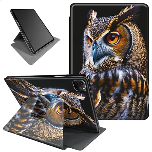 BFSEROBJ for iPad Pro 11 inch Case 2024 (M4) 360 Rotating Degree Stand Smart Cover with Auto Wake/Sleep Case for iPad Pro 11 inch 5th Generation 2024 Release - Cute Owl