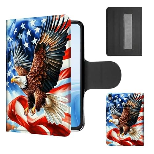 Cdkfxjy Case for iPad (A16) 11th 2025/10th Gen 2022, 360°Rotating Stand with Secure Hand Strap, Protective Cover with Auto Sleep/Wake, Lightweight Shockproof Shell, Eagle American Flag