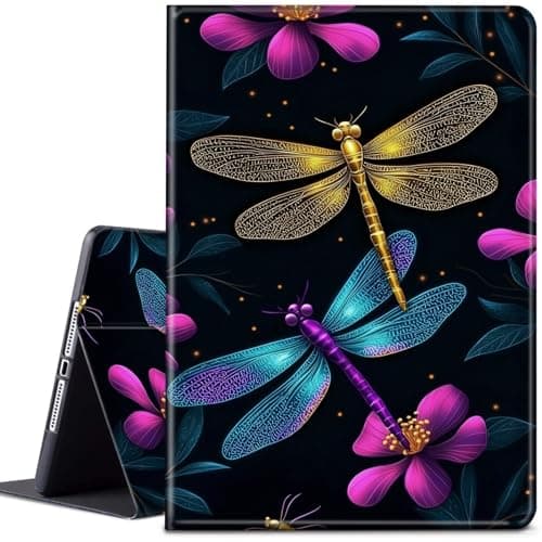 Case for All-New 7" Kindle Paperwhite 12th Gen 2024 & Signature Edition, PU Leather Multi-Angle Anti Slide Stand Smart Cover with Auto Wake/Sleep for Kindle E-Reader,Colorful Dragonfly Flower