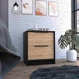 Nightstand Organizer with Two Drawers, Metal Handle, White Finish Side,A3