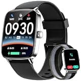 Smart Watch for Women Men, 1.85" HD AMOLED Fitness Tracker (Answer/Call) with 24/7 Heart Rate/Sleep/SpO2 Monitor for iPhone & Android, 120+ Sports Modes Smartwatch with IP68 Waterproof, 2 Bands