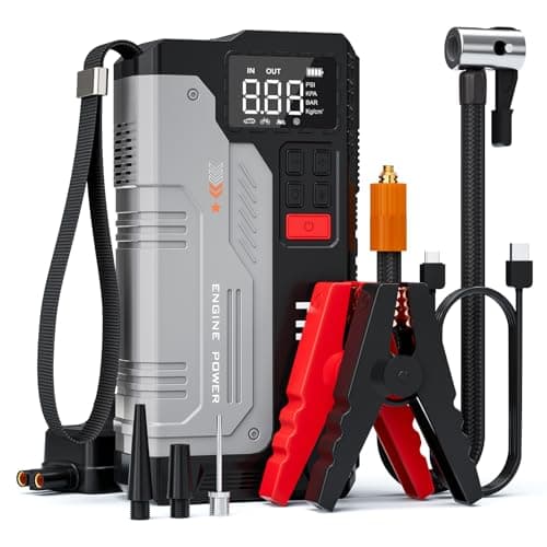 HPBS 2500A Car Jump Starter with Air Compressor, Portable Battery Jump Starter (8.0 Gas/6.5L Diesel) with 150PSI Tire Inflator, 12V Jump Starter Box with LCD Display, Lights