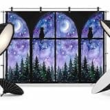 Purple Night Sky Backdrop 12x8ft Nature Forest Trees Star Moon Cat Photography Backdrop Fabric Photoshoot Background Tapestry Banner for Birthday Baby Shower Decoration Party Video Photo Studio Props