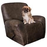 ANARACHON Leather Like Recliner Chair Covers Heavy Duty, 4 Pieces Recliner Cover for Recliner Chair, Leather Cover for Recliner slipcovers Washable for Pets (Dark Brown)