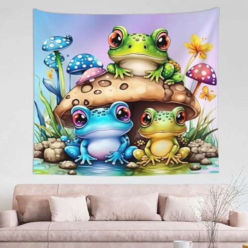 SUDZZLPY Cute Cartoon Frog Tapestry for Bedroom Funny Hanging Backdrop Wall Decor Tapestry Home Decor for Bedroom Living Room Dorm 51"x 60"