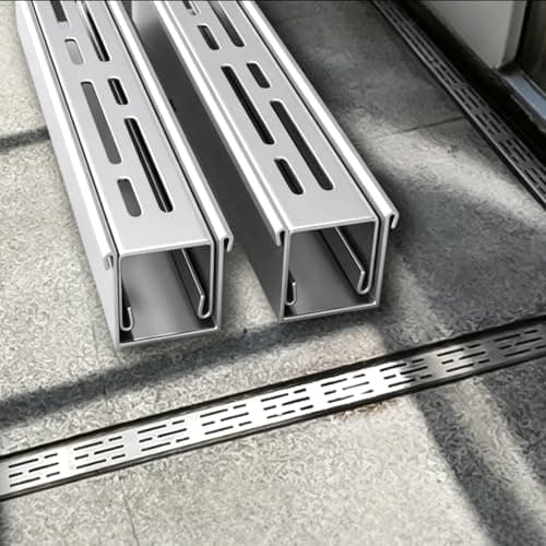 SRNSAEB 2 4 6 8 10 12 Pack Linear Trench Drains for Pool Decks/Park/Concrete Lot, Commercial & Residential Drainage Channel Cover, Customisable Trench Grating(2 pcs,5x5cm(2x2))