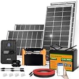 ECO-WORTHY 1.6KWH Complete Solar Panel Kit 400W 12V for RV Off Grid: 4 * 100W Solar Panels + 40A MPPT Charge Controller +12V 100Ah Lithium Battery + Solar Power Inverter + Bluetooth Module