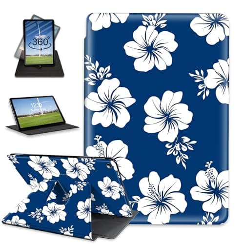 FQSXFIFN Case for Kindle Fire (2015/2017/2019) 7'' Rotating, Auto Wake Sleep for Kindle Fire (2015/2017/2019) 7'' Case Leather, Hawaiian Flower Folio Stand Case for Woman Man