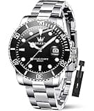 OLEVS Watch Men Black Mens Watch Silver Luxury Watches for Men Classic Dress Waterproof Analog Quartz Men's Wrist Watches Fashion Stainless Steel Dress Date Big Face Relojes para Hombre