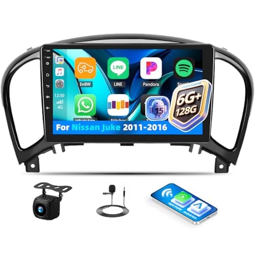 [8 Core 6G+128G] Android 15 Car Radio for Nissan Juke 2011-2016,9" Touchscreen Nissan Juke Car Stereo Radio with Wireless CarPlay Andriod Auto,Bluetooth,GPS,WiFi,FM/RDS Radio,SWC EQ DSP+Backup Camera