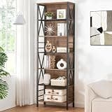 HOMISSUE Tall Bookshelf, 7-Tier Book Shelf, Rustic Wood Metal Bookshelves and Bookcases, Freestanding and Industrial Open Bookcase for Home Office, Living Room and Bedroom, Vintage Brown