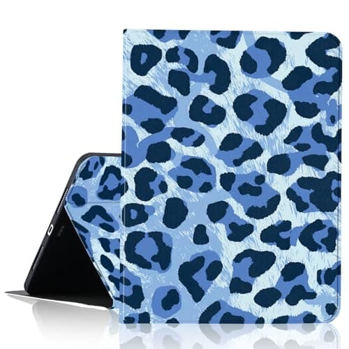 JOYLAND Blue Leopard Print Tablet Case for iPad Air 11 Inch (M3 2025/M2 2024) iPad Air 5th/4th Generation 10.9 Inch 2022/2020,Anti-Scratch Shockproof Stand Protective Cover with Pencil Holder