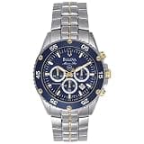 Bulova Men's Marine Star Two-Tone Stainless Steel Chronograph Quartz Watch, Blue Dial Style: 98H37