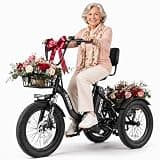 ESKUTE E Trike Electric Bike, Peak 1200W Brushless Motor Folding Trike 18X3.0 Fat Tire Ebike, 624Wh Battery, Step-Thru 3 Wheel Electric Bicycle, 55 Miles, 18MPH+ Tricycle for Adults Blackk
