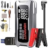6000A Jump Starter with Air Compressor, PD 65W Fast Recharging,Portable Car Battery Jumper Starter for All Gas &10.0L Diesel, Dual Cylinder Fast Inflator with Light,12V Battery Booster Emergency Kit