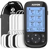 AUVON 3-in-1 TENS Unit Muscle Stimulator, EMS Massage Machine with 40 Intensities for Gradual Shoulder, Sciatica, Back Pain Relief, 24 Modes Rechargeable Electronic Pulse Massager with 12 TENS Pads