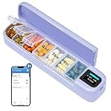 Daviky Smart Pill Organizer with Alarm, Bluetooth Daily Once a Day Pill Box 7 Day with APP, Weekly Travel Pill Case, Portable Pill Reminder for Medicines, Supplements and Vitamins(Purple)