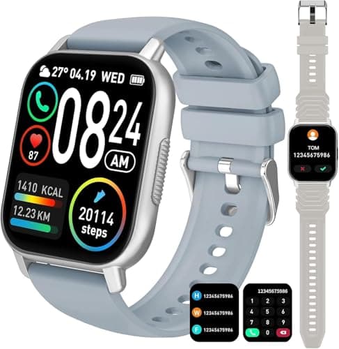 Smart Watch for Men Women Answer/Make Call, 1.85" HD Fitness Tracker with 24/7 Heart Rate/Sleep Monitor, 110+ Sports Modes IP68 Waterproof Smartwatch, 7 Days Long Battery Life for Android iOS, Grey