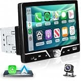 Driauto 7 Inch Single Din Car Stereo Carplay Android Auto, HD Touch Screen Car Radio with Bluetooth Single Din Mirror Link FM Radio with Backup Camera EQ, Car Audio Receiver Support USB/Type-C SWC