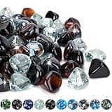 Mr. Fireglass 10 Pounds Blended Diamond Fire Glass, 1 inch High Luster Reflective Glass Rocks for Propane Fire Pit, Firepit Glass Mix for Patio & Landscape, Onyx Black, Crystal Ice, Amber