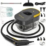 Entalva Steam Cleaner for Home, 1.69QT Visible Tank Portable Steamer with 15 Accessories, Chemical-Free 3-Level Touch Control Cleaning for Grout, Tile, Car Detailing