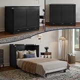 AFI, Westfield Twin XL Murphy Bed Chest with 6 in Folding Mattress, Black