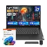 Lenovo V14 Business Laptop, 14" FHD Display, Intel Core i7-13620H, 40GB DDR4, 2TB Storage (1TB SSD+1TB Docking Station), ‎Intel UHD Graphics, Wi-Fi 6, 720p HD Camera, Win 11 Pro, Black
